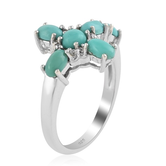Turquoise Cross Sterling Silver Ring - Picture 2 of 4